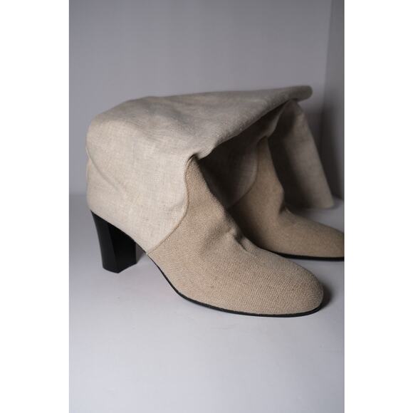 Maryam Nassir Zadeh Cream Woven Linen Norfolk Knee High Boots Womens US 41 / 10 - Picture 2 of 14